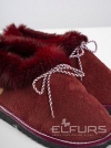 Тапочки женские кожаные с отделкой мехом кролика цвета бордо
